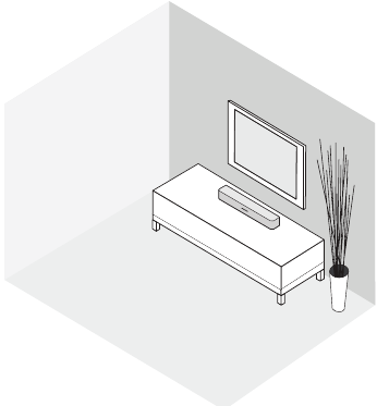 Bose - Solo 5 - Voorbeeld van plaatsing van de soundbar Voorbeeld van plaatsing van de soundbar