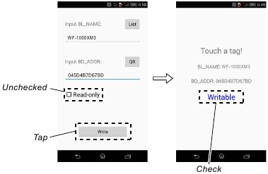 Sony - WF-1000XM3 Series - NFC-taggegevens schrijven stap 6 NFC-taggegevens schrijven stap 6