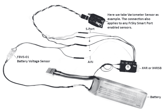 FrSky - X4R-SB - Hoe Smart Port-sensoren en/of FBVS-01 op de X4R/X4RSB aan te sluiten Hoe Smart Port-sensoren en/of FBVS-01 op de X4R/X4RSB aan te sluiten