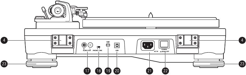 Audio Technica - AT-LP5X - Achter Aanzicht Diagram Achter Aanzicht Diagram