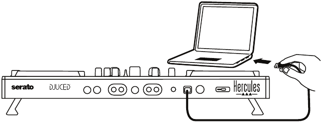 Hercules - DJ Control Inpulse 500 - Aansluiting op een computer (via USB) Aansluiting op een computer (via USB)