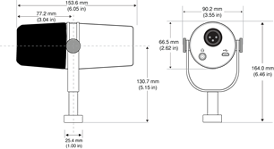 Shure - MV7 - Overall Dimensions Totale afmetingen