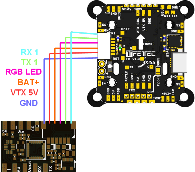 FETtec - OSD Board - 6-pins aansluiting (kabel inbegrepen) 6-pins aansluiting (kabel inbegrepen)