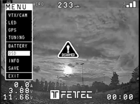 FETtec - OSD Board - In het menu In het menu