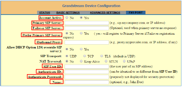 Grandstream Networks - HT801 - Figuur 8: SIP-accountinstellingen Figuur 8: SIP-accountinstellingen
