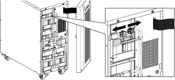 Eaton - 9130 - Afbeelding 29. De interne batterijlade loskoppelen. Afbeelding 29. De interne batterijlade loskoppelen.