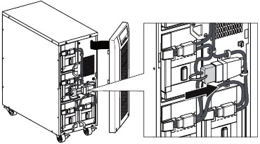Eaton - 9130 - Afbeelding 6. De interne batterijen van de UPS aansluiten. Afbeelding 6. De interne batterijen van de UPS aansluiten.