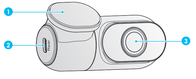 Viofo - T130 - Productdiagram - Achtercamera (Optioneel) Productdiagram - Achtercamera (Optioneel)