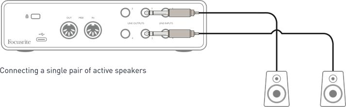 Focusrite - Scarlett 4i4 - Scarlett 4i4 aansluiten op luidsprekers Stap 1 Scarlett 4i4 aansluiten op luidsprekers Stap 1