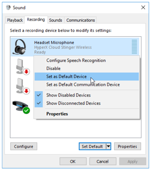 HYPERX - Cloud Stinger Wireless HX-HSCSW-BK - Headset is correct geconfigureerd op de pc Stap 3 Headset is correct geconfigureerd op de pc Stap 3