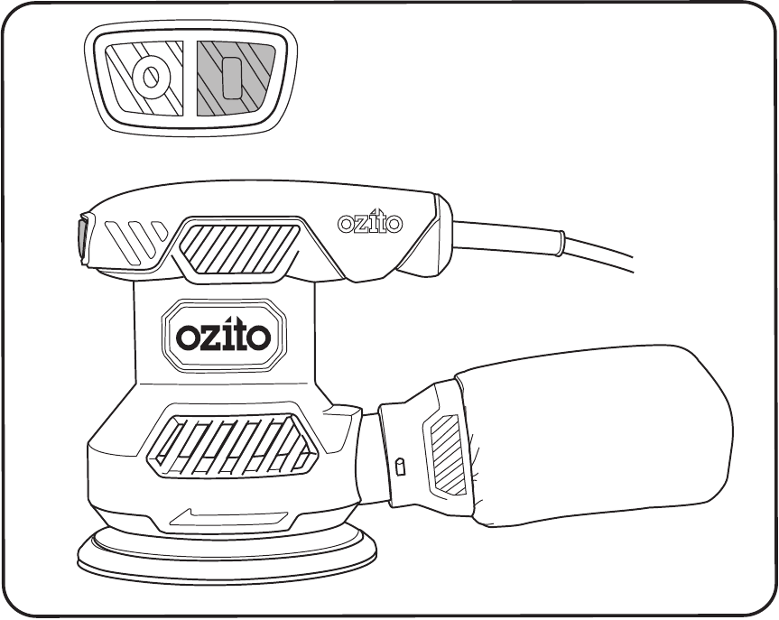 Ozito - ROS-2000 - De aan/uit-schakelaar gebruiken - Stap 1 De aan/uit-schakelaar gebruiken - Stap 1