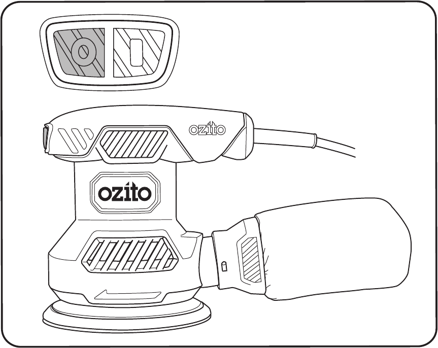 Ozito - ROS-2000 - De aan/uit-schakelaar gebruiken - Stap 2 De aan/uit-schakelaar gebruiken - Stap 2