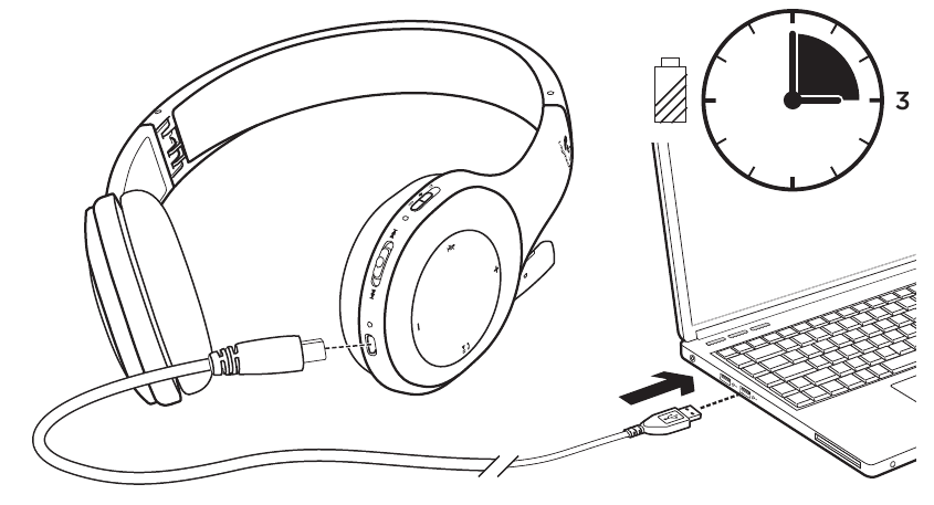 Logitech - H800 - De batterij opladen De batterij opladen