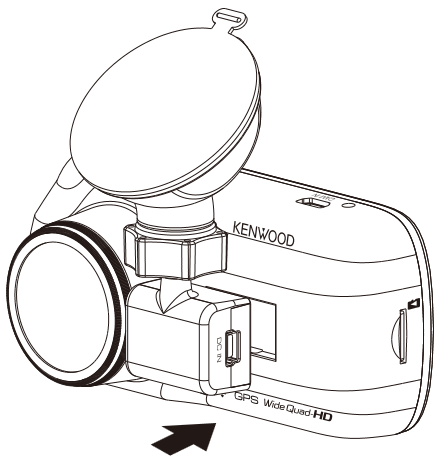 Kenwood - DRV-A501W - Sluit de dashcam aan op de magnetische houder Sluit de dashcam aan op de magnetische houder