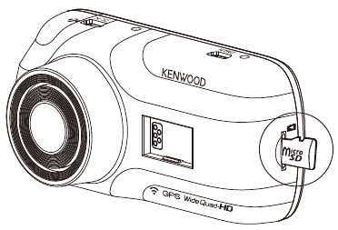 Kenwood - DRV-A501W - Plaats de microSD-kaart in de dashcam Plaats de microSD-kaart in de dashcam