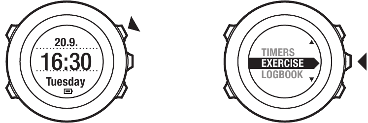 SUUNTO - AMBIT2 - START/STOP OEFENING - Stap 1 - Een optie selecteren START/STOP OEFENING - Stap 1 - Een optie selecteren