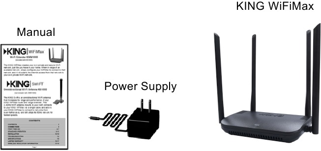 KING - WiFiMax KWM2000 - KING WiFiMax KWM2000 Pakketinhoud KING WiFiMax KWM2000 Pakketinhoud