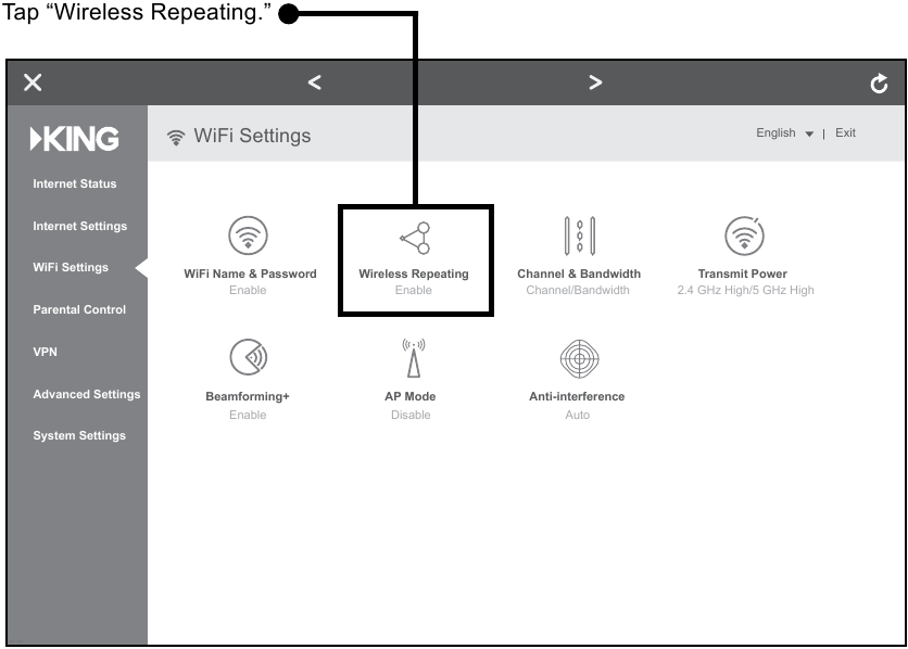 KING - WiFiMax KWM2000 - Standaardwerking - Stap 3 Standaardwerking - Stap 3