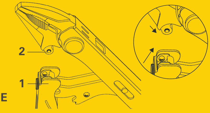 Leatherman - Crunch - HOE DE VERGRENDELINGSTANG AAN TE SLUITEN - Stap 2 HOE DE VERGRENDELINGSTANG AAN TE SLUITEN - Stap 2