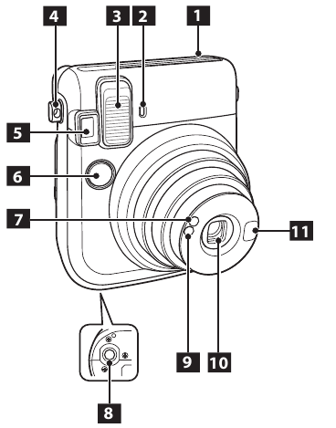 Fujifilm - INSTAX mini 70 - Namen van de onderdelen Namen van de onderdelen