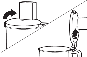 KitchenAid - KFP0718L - Voor het eerste gebruik - Stap 1 - Til de vergrendeling van het deksel omhoog Voor het eerste gebruik - Stap 1 - Til de vergrendeling van het deksel omhoog