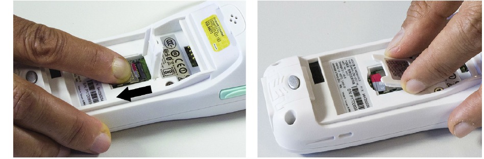 Datalogic - Memor X3 Healthcare - Vergrendel de kaart op zijn plaats door de kaarthouder omlaag te duwen Vergrendel de kaart op zijn plaats door de kaarthouder omlaag te duwen