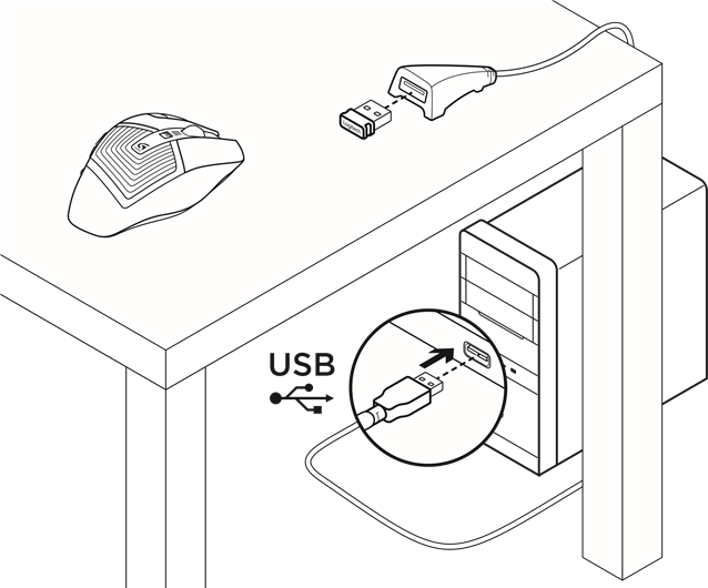 Logitech - G602 - De verlengkabel gebruiken De verlengkabel gebruiken