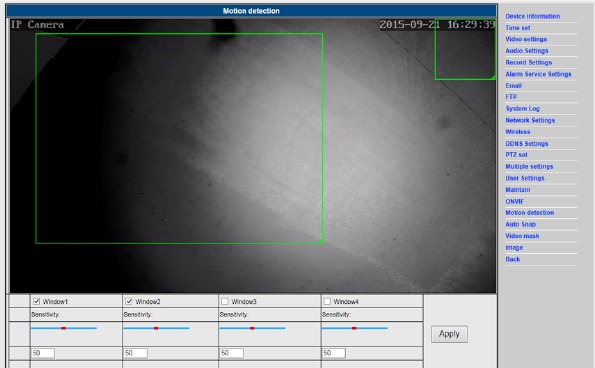 Denver - IPC-1020 - Bewegingsdetectieconfiguratie Bewegingsdetectieconfiguratie