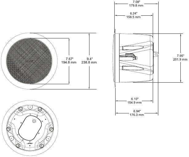 Bose - FreeSpace DS 16F - Afmetingen Afmetingen