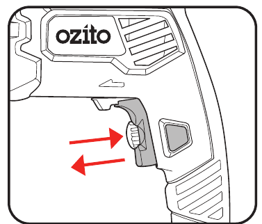 Ozito - HDR-3000 - WERKING - Vergrendelknop - Stap 3 WERKING - Vergrendelknop - Stap 3