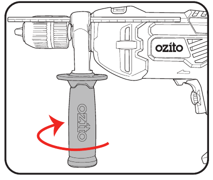 Ozito - HDR-3000 - Zijhandgreep instellen - Stap 1 Zijhandgreep instellen - Stap 1