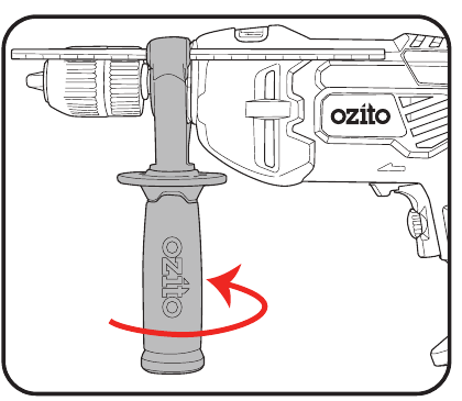 Ozito - HDR-3000 - Zijhandgreep instellen - Stap 2 Zijhandgreep instellen - Stap 2