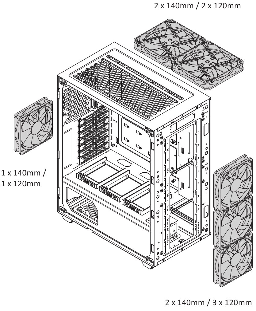 ENERMAX - MarbleShell MS30 - Hoe systeemventilatoren te installeren Hoe systeemventilatoren te installeren