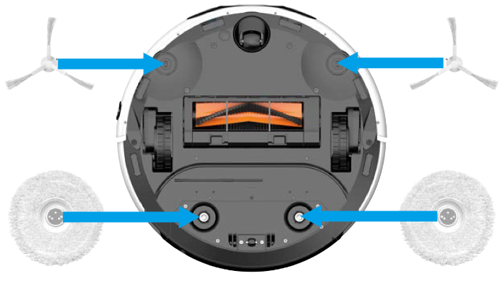 EZVIZ - RS2 - Zijborstels en dweilmodule installeren Zijborstels en dweilmodule installeren