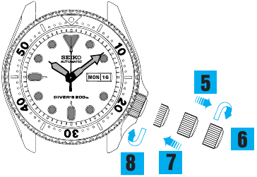Seiko - 7S26 - TIJD-/KALENDERINSTELLING (7S26/7S36) - Stap 2 TIJD-/KALENDERINSTELLING (7S26/7S36) - Stap 2