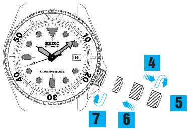 Seiko - 7S26 - TIJD-/KALENDERINSTELLING (7S35) - Stap 2 TIJD-/KALENDERINSTELLING (7S35) - Stap 2
