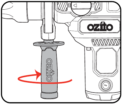 Ozito - RHD-4100 - DE DIEPTEAANSLAG GEBRUIKEN - Stap 1 - Maak de handgreep los DE DIEPTEAANSLAG GEBRUIKEN - Stap 1 - Maak de handgreep los