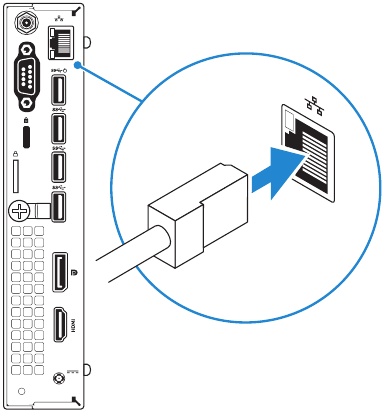 Dell - OptiPlex 7040M - De netwerkkabel aansluiten De netwerkkabel aansluiten