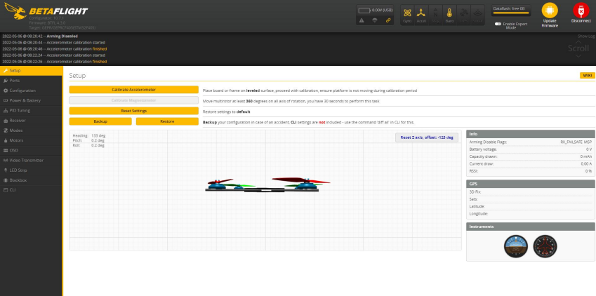 Eachine - Wizard X220 V3 - Referentie voor het aanpassen van parameters - Stap 2 - Kalibreren Referentie voor het aanpassen van parameters - Stap 2 - Kalibreren