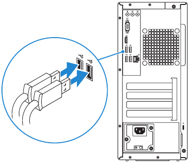 Dell - Vostro 3650 - Het toetsenbord en de muis aansluiten Het toetsenbord en de muis aansluiten