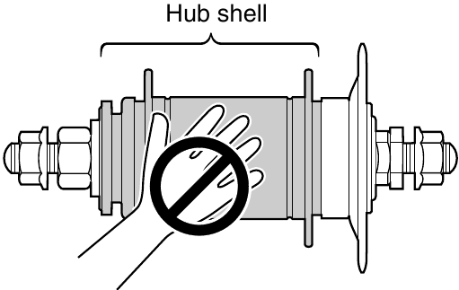 Shimano - CB-E110 - Het naafhuis kan heet worden. Het naafhuis kan heet worden.