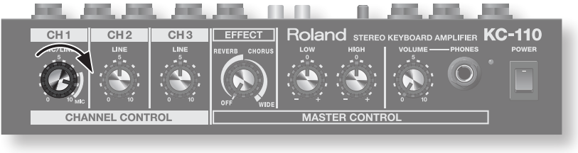 Roland - KC-110 - Het volume en de toon aanpassen - Stap 2 Het volume en de toon aanpassen - Stap 2
