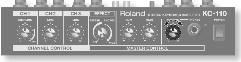 Roland - KC-110 - Het volume en de toon aanpassen - Stap 3 Het volume en de toon aanpassen - Stap 3