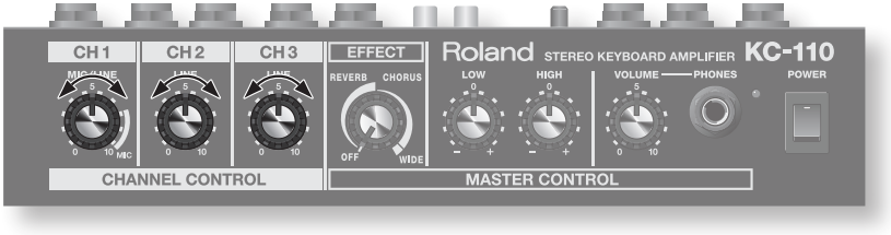 Roland - KC-110 - Het volume en de toon aanpassen - Stap 4 Het volume en de toon aanpassen - Stap 4