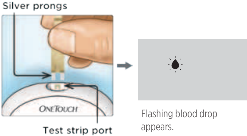 OneTouch - Verio Flex - Een test doen - Stap 1 - Teststrip plaatsen Een test doen - Stap 1 - Teststrip plaatsen