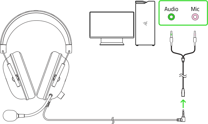 Razer - BLACKSHARK V2 X - DE AUDIO-/MICROFOONSPLITTERVERLENGKABEL GEBRUIKEN DE AUDIO-/MICROFOONSPLITTERVERLENGKABEL GEBRUIKEN