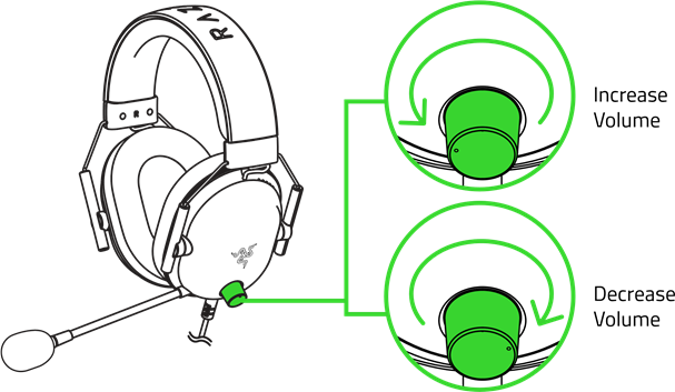 Razer - BLACKSHARK V2 X - DE VOLUMEKNOP GEBRUIKEN DE VOLUMEKNOP GEBRUIKEN