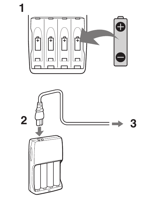Sony - BCG-34HLD - Oplaadbare batterijen plaatsen en opladen - Stap 1 Oplaadbare batterijen plaatsen en opladen - Stap 1