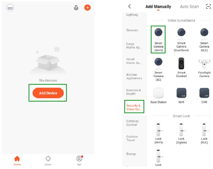 TUYA - Wifi Batterij Camera - Apparaat toevoegen - Stap 1 Apparaat toevoegen - Stap 1