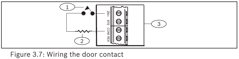 Bosch - B901 - Het deurcontact aansluiten Het deurcontact aansluiten